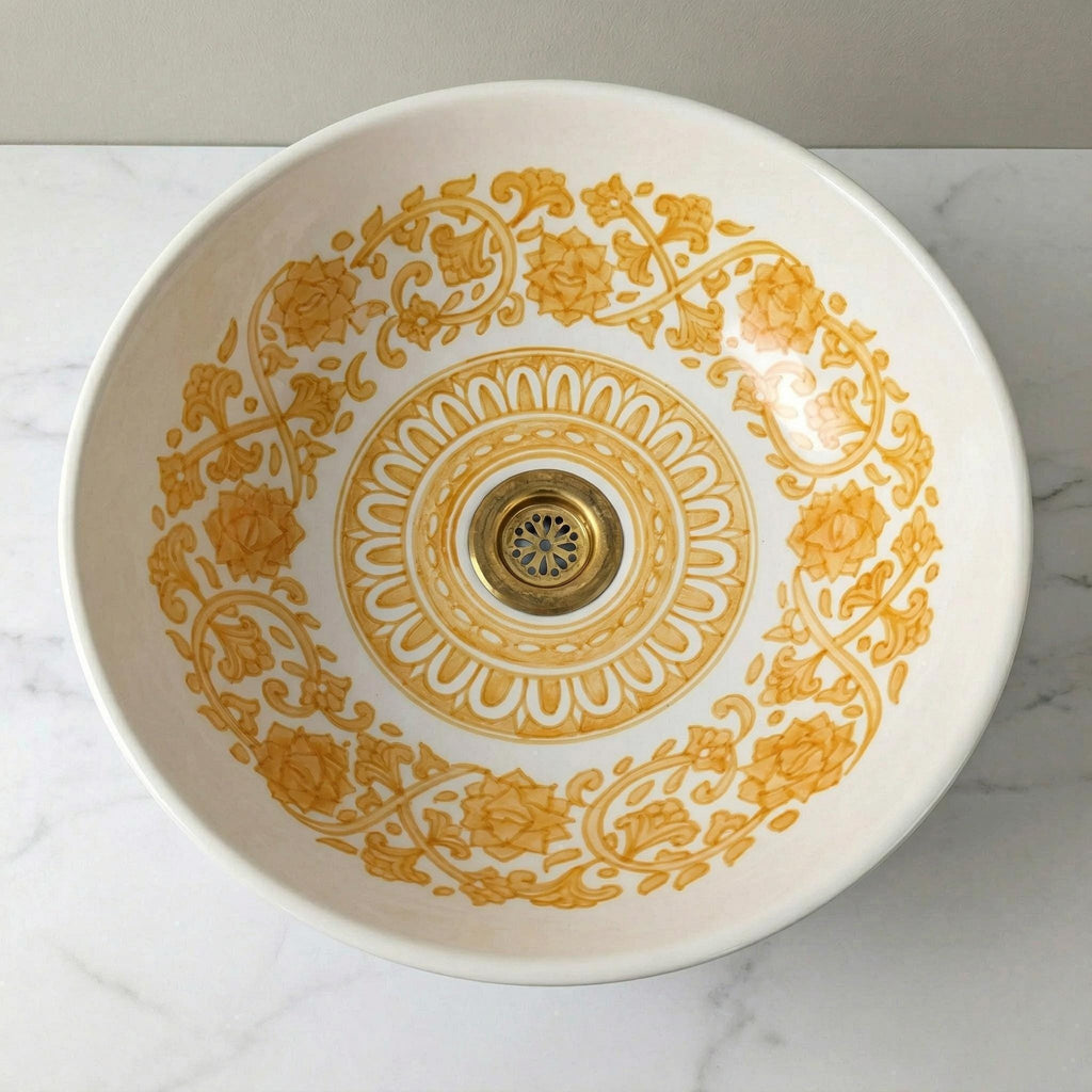 Ceramic Vessel Sink, Moroccan Ruby Red Handmade, 8"–16" Dia Basin