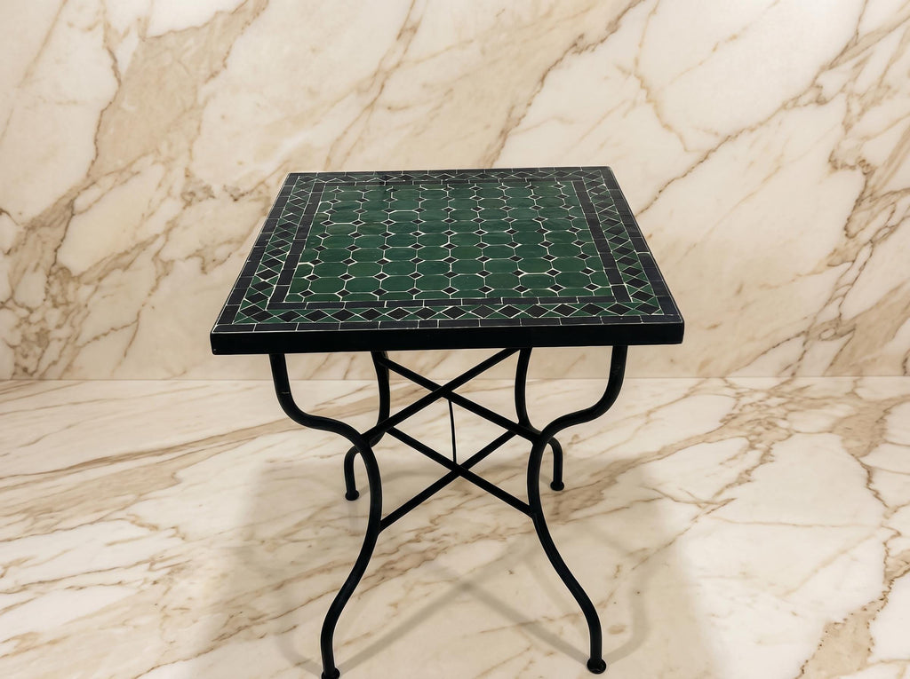 Zellige Tile Table, Handcrafted Moroccan Emerald Green, 12-48 In.