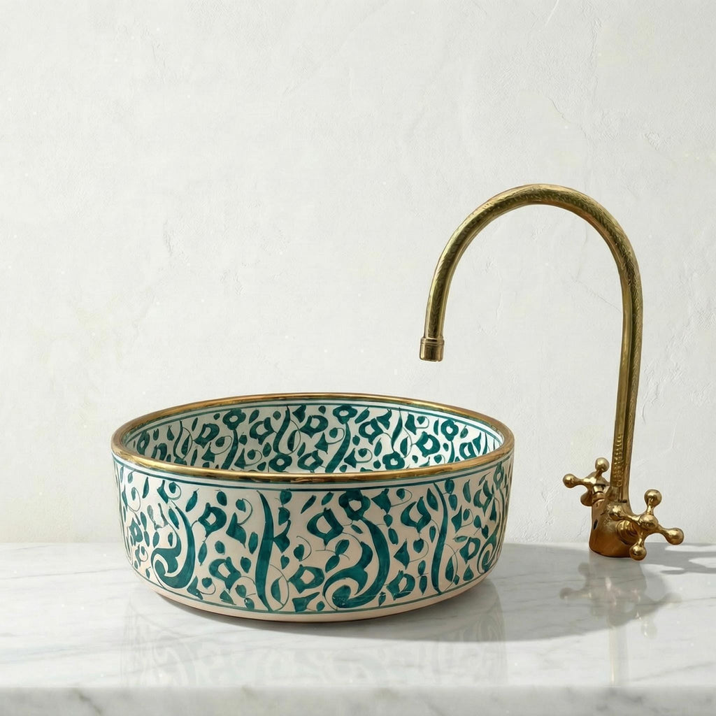 Sage Green Vessel Sink, Oval Glazed Ceramic Vanity Basin 8-16