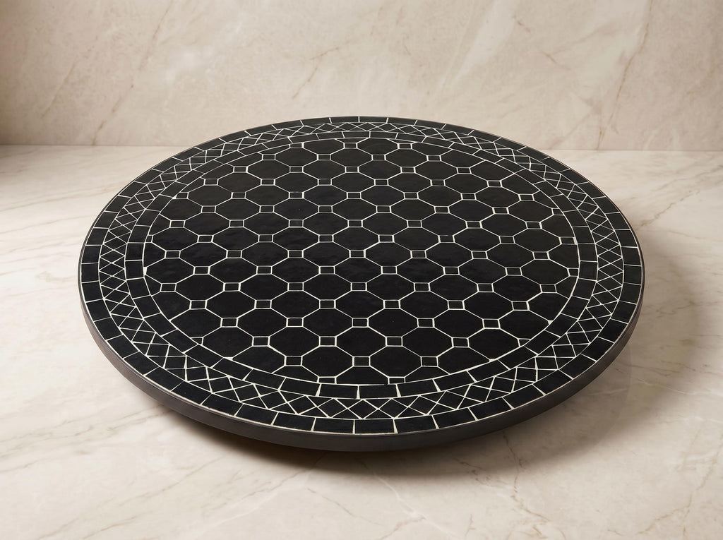 Zellige Mosaic End Table, Powder Iron Base, Indoor/Outdoor, Custom
