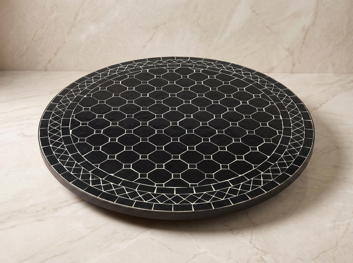 Zellige Mosaic End Table, Powder Iron Base, Indoor/Outdoor, Custom