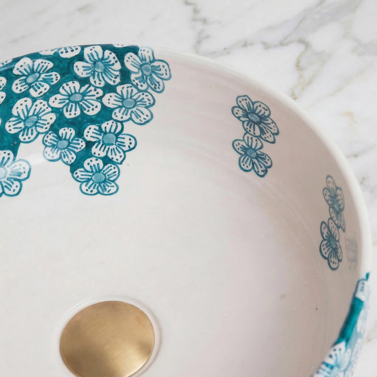 ceramic vessel sink, Moroccan Boho, 12" Diameter, Smooth Edge XL.