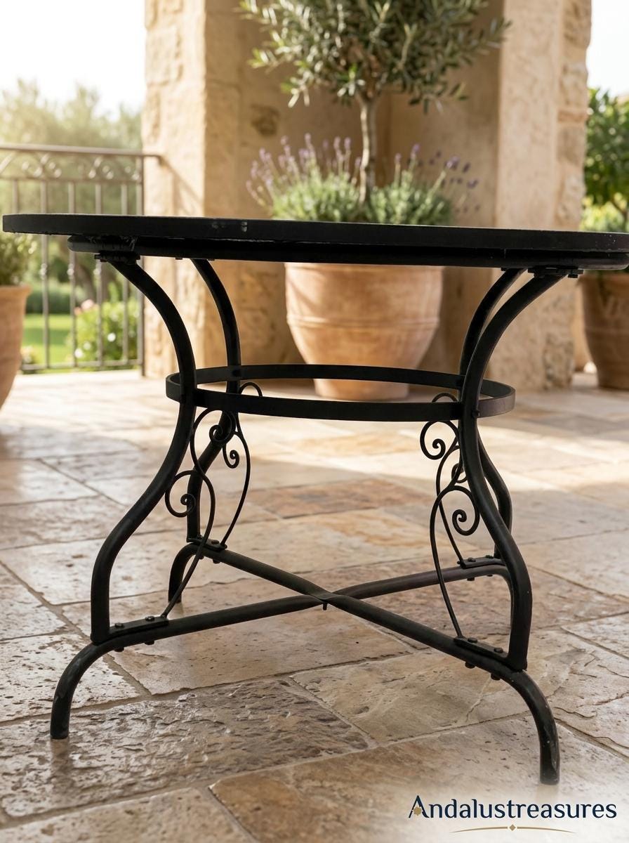 Moroccan Zellige Coffee Table, Handmade Round 36in, Powder-Coated