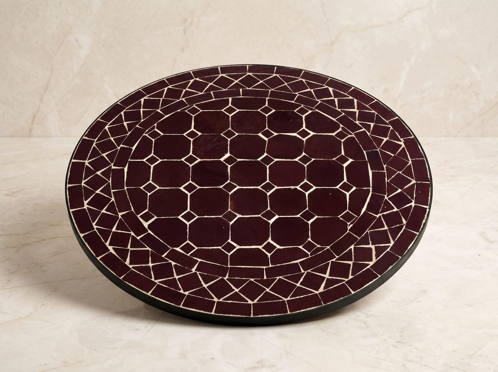 Moroccan Zellige Table, Handcrafted Terracotta Bistro Dining 60 Cm