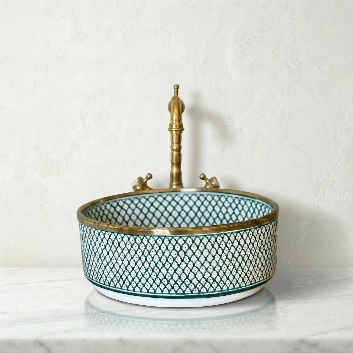 Gold Rim Vessel, Handmade Yellow Ceramic Oval Vanity Sink, 8-16".