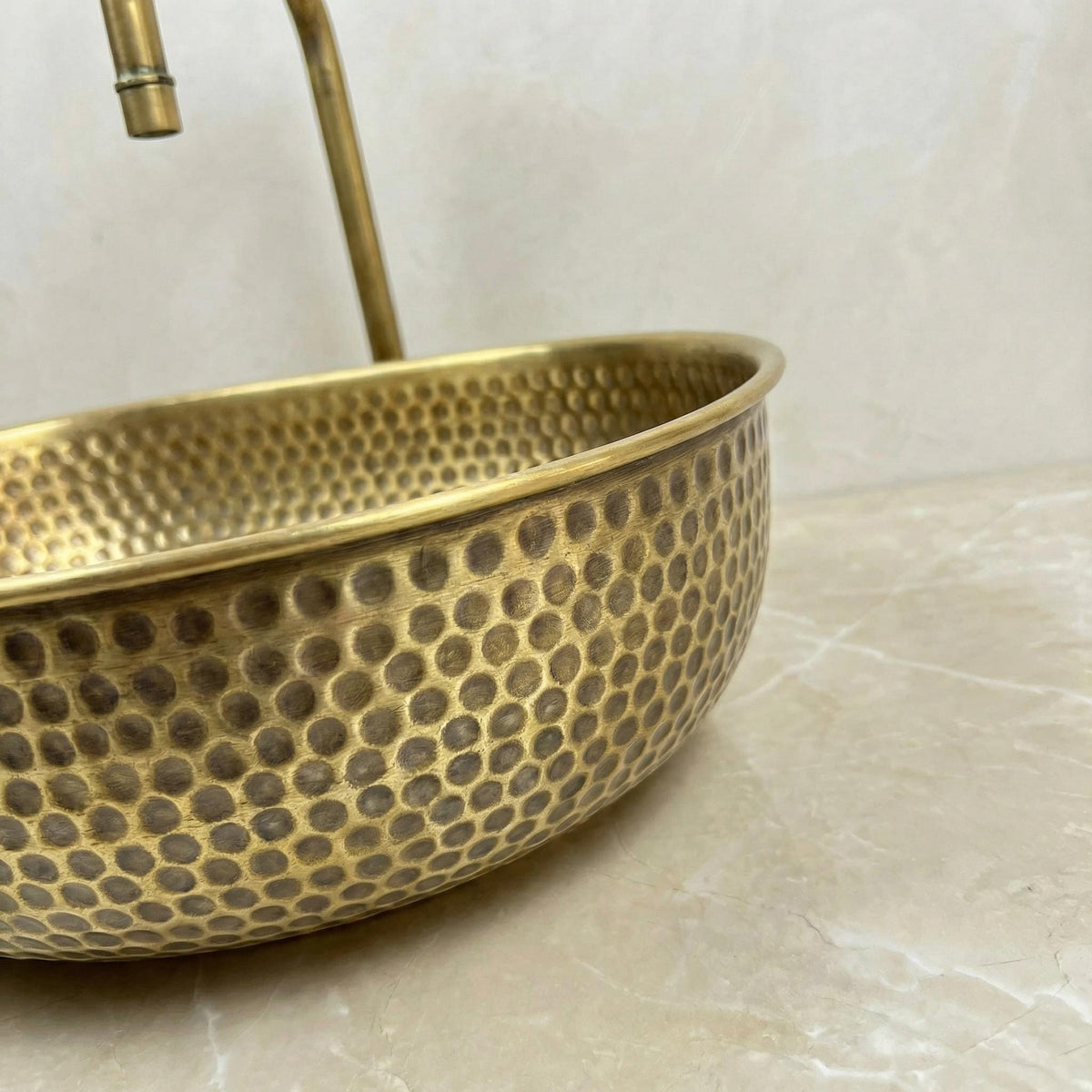 Moroccan Brass Sink, Hammered Fez Vanity Basin Unlacquered Finish