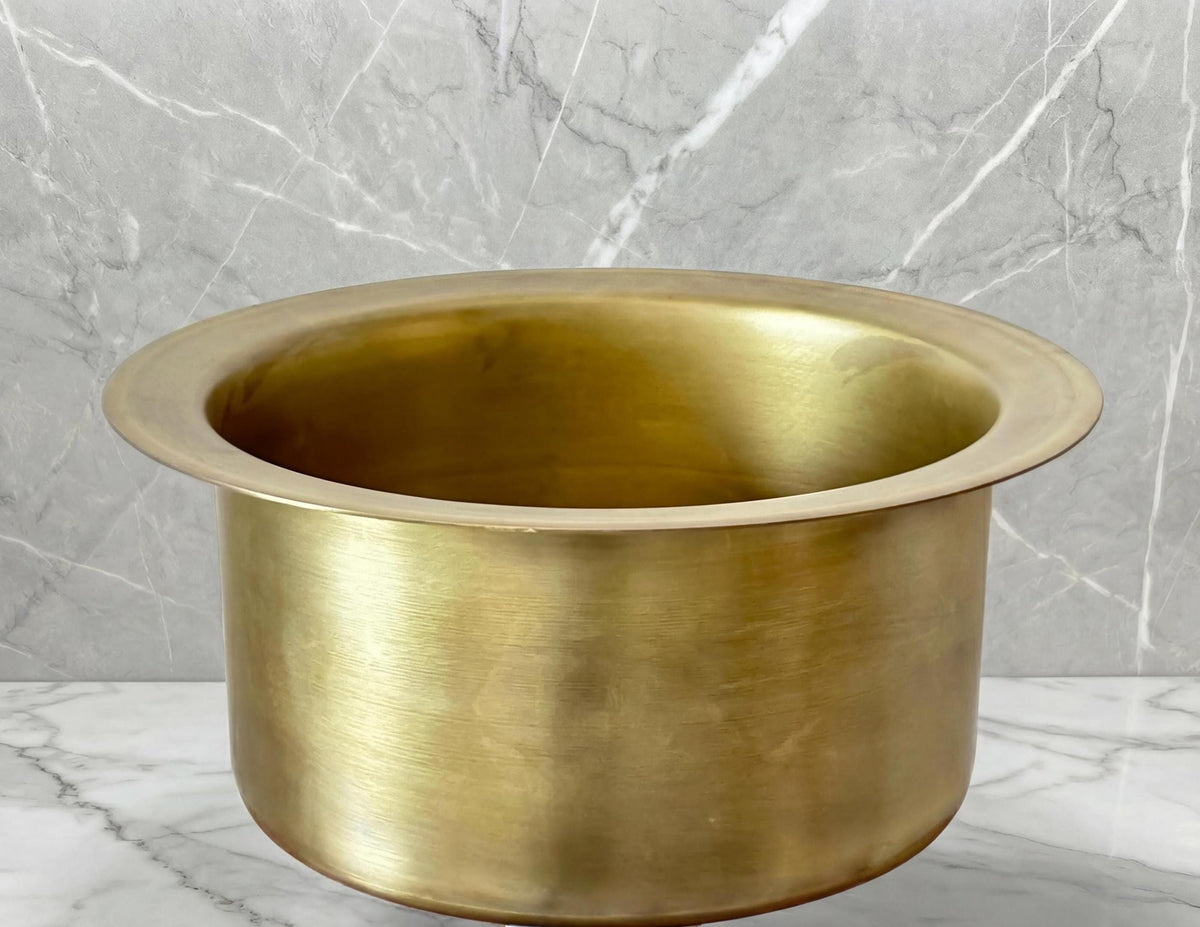 Moroccan Brass Sink, Hammered Lavabo Basin, Gold Tone 14in Patina
