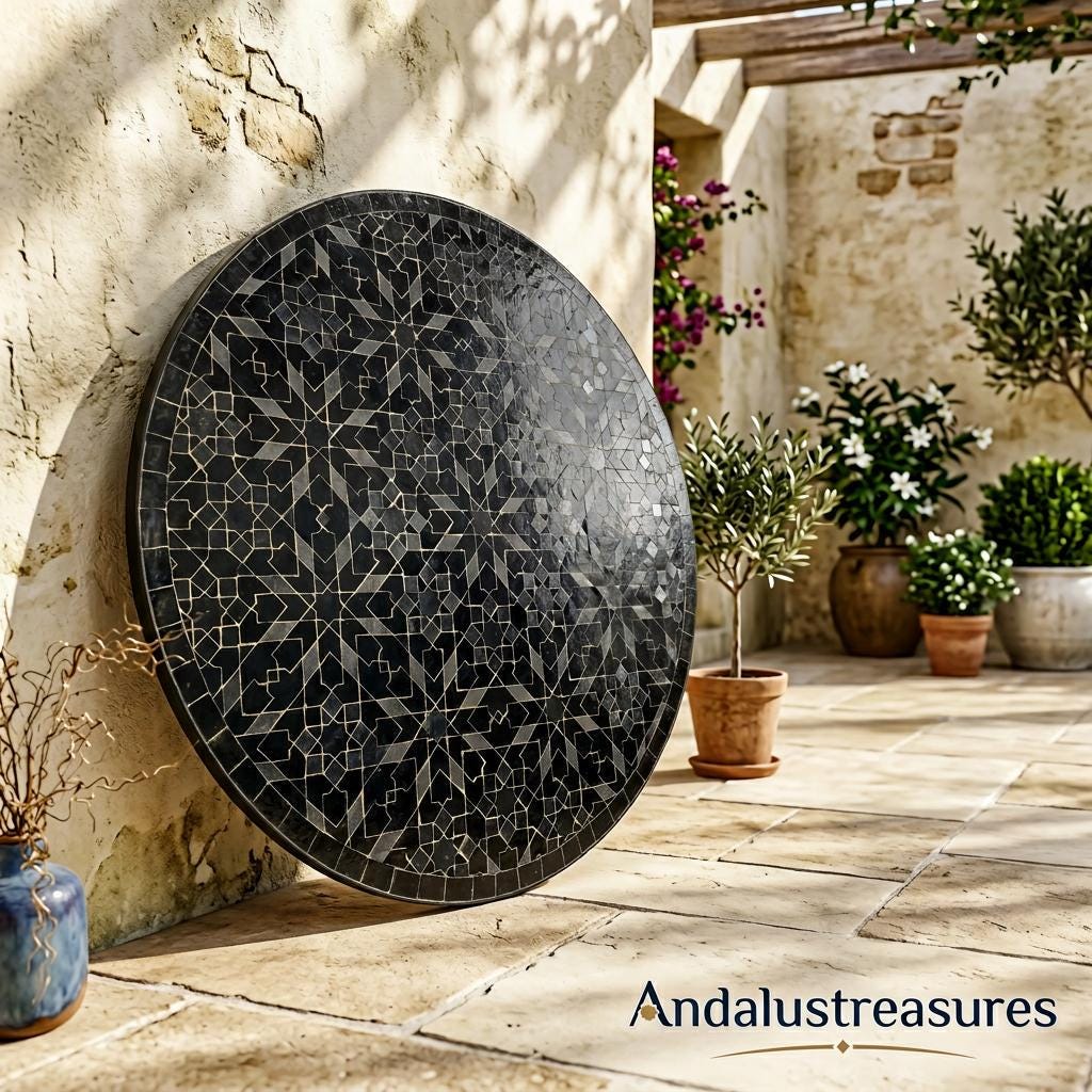 Moroccan Zellige Side Table Hairpin Iron Legs, Handmade 30-120 cm