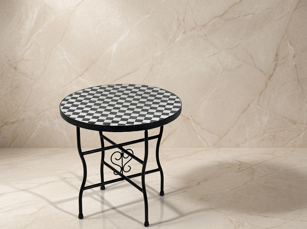 Handmade Zellige Table, Weatherproofed Terracotta Mosaic, 12-48 In