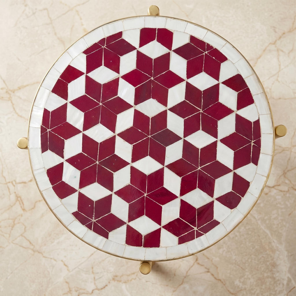 Zellige Tile Table, Emerald Mosaic Accent, 12–48 In Custom Sizes!