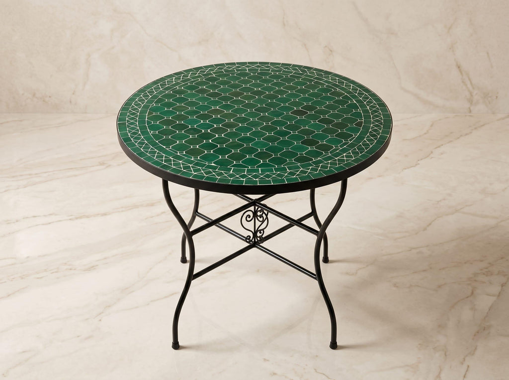 Zellige Mosaic End Table, Powder Iron Base, Indoor/Outdoor, Custom