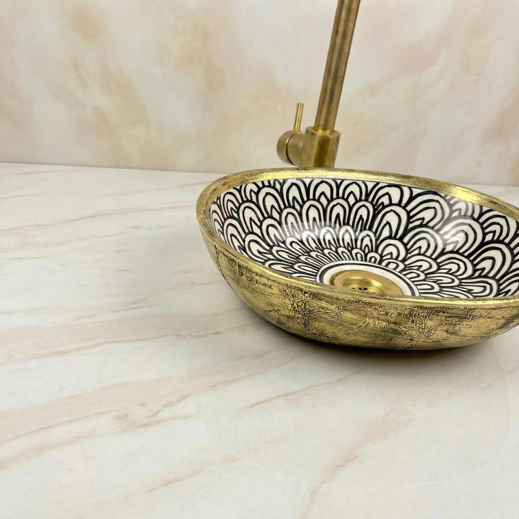Black Porcelain Vessel Sink, Artisan Oval Porcelain Basin 5 Sizes