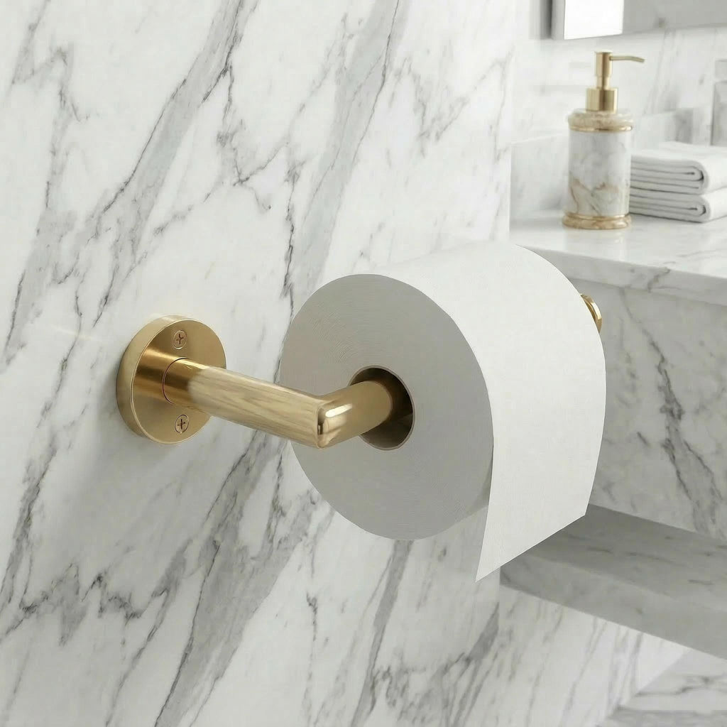 Brass Toilet Paper Holder, Handmade Unlacquered Solid Wall 3.5x6.5