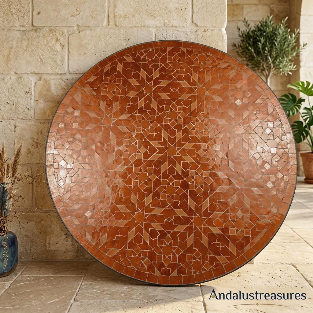 Moroccan Zellige Side Table Hairpin Iron Legs, Handmade 30-120 cm