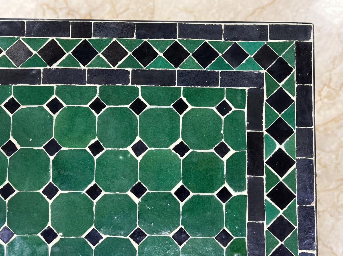 Zellige Tile Table, Handcrafted Moroccan Emerald Green, 12-48 In.