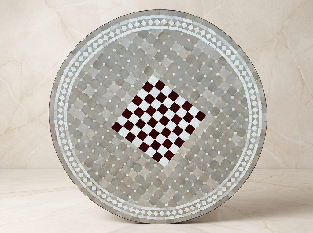 zellige tile table, Moroccan Bistro Side Table, 30-48in Iron Base