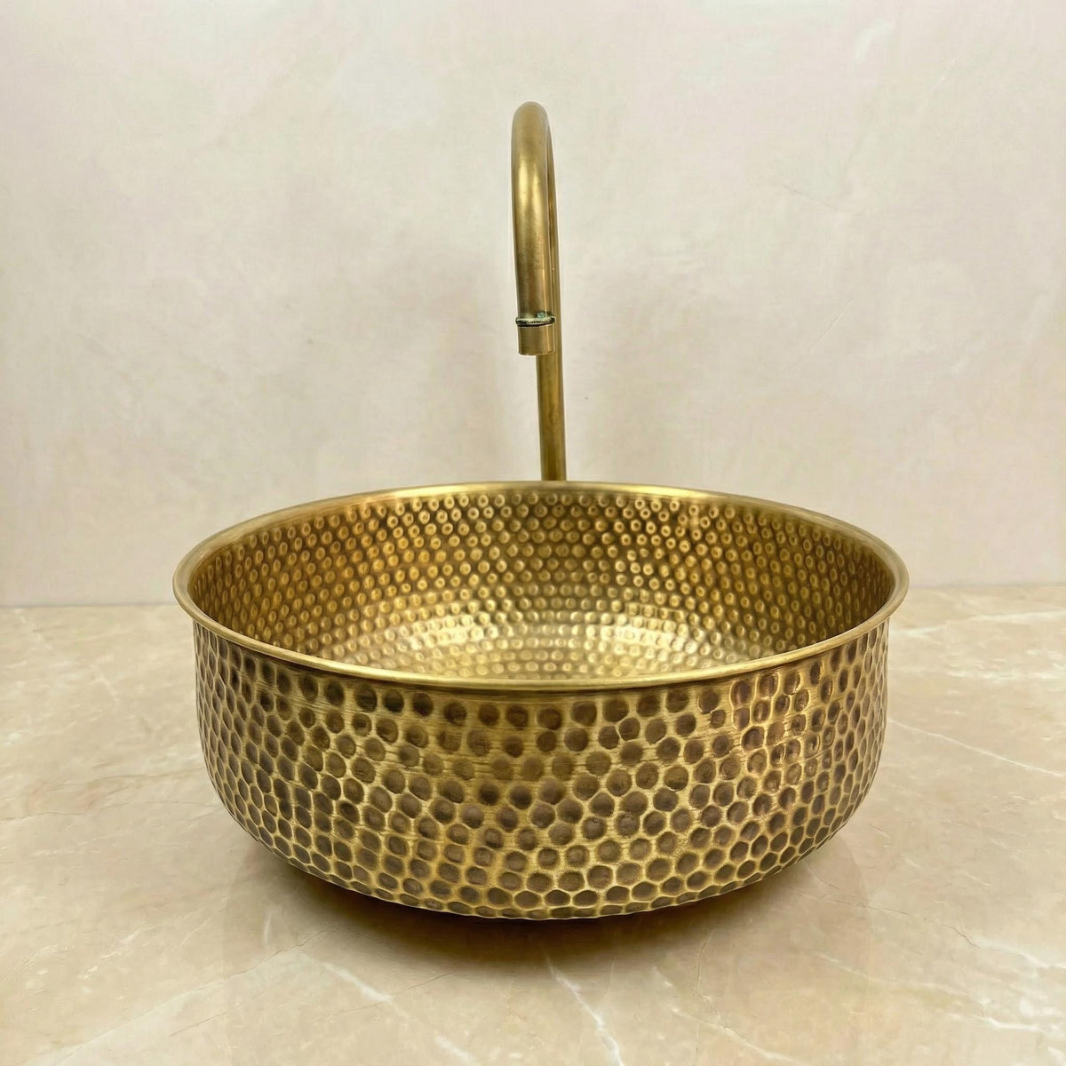 Moroccan Brass Sink, Hammered Fez Vanity Basin Unlacquered Finish