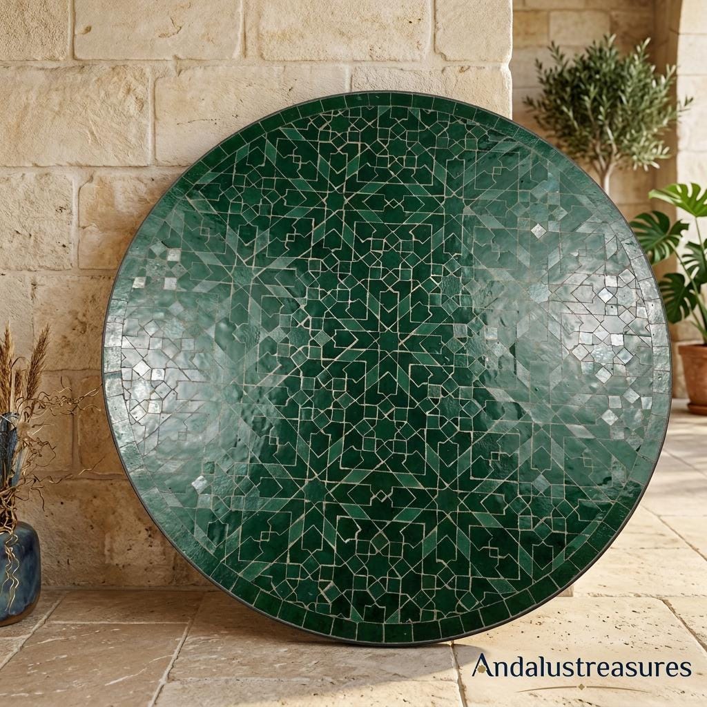 Moroccan Zellige Side Table Hairpin Iron Legs, Handmade 30-120 cm