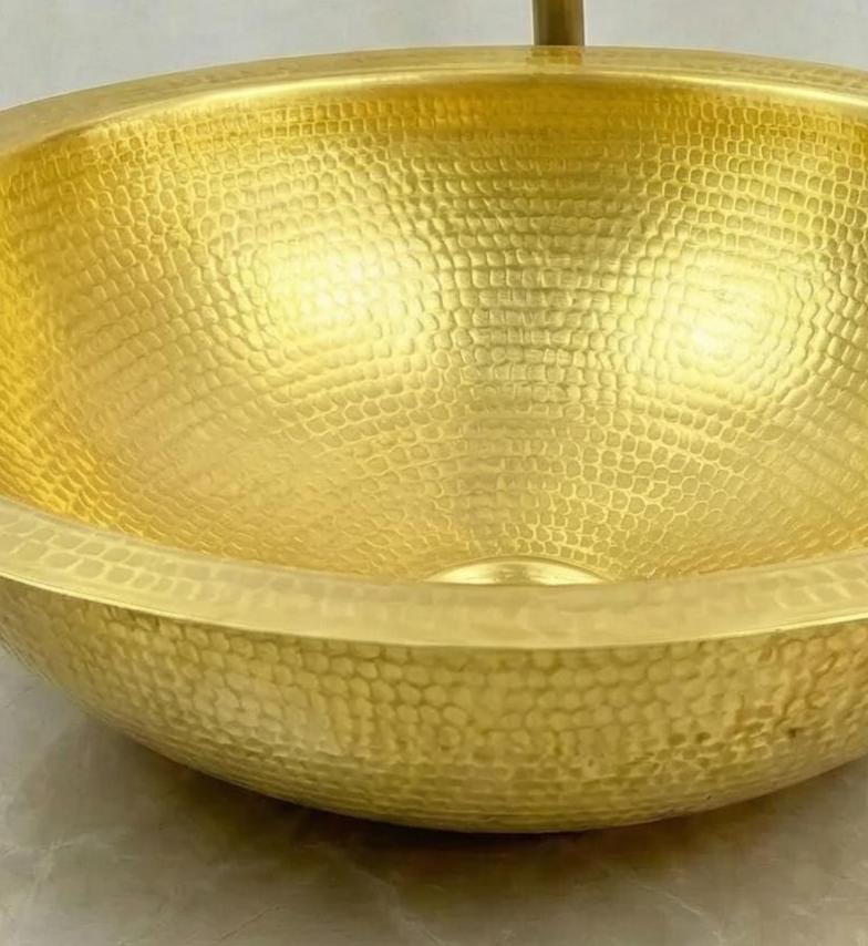 Authentic Fez Hammered Brass Sink | Moroccan Handcrafted Solid Brass Vanity Sink