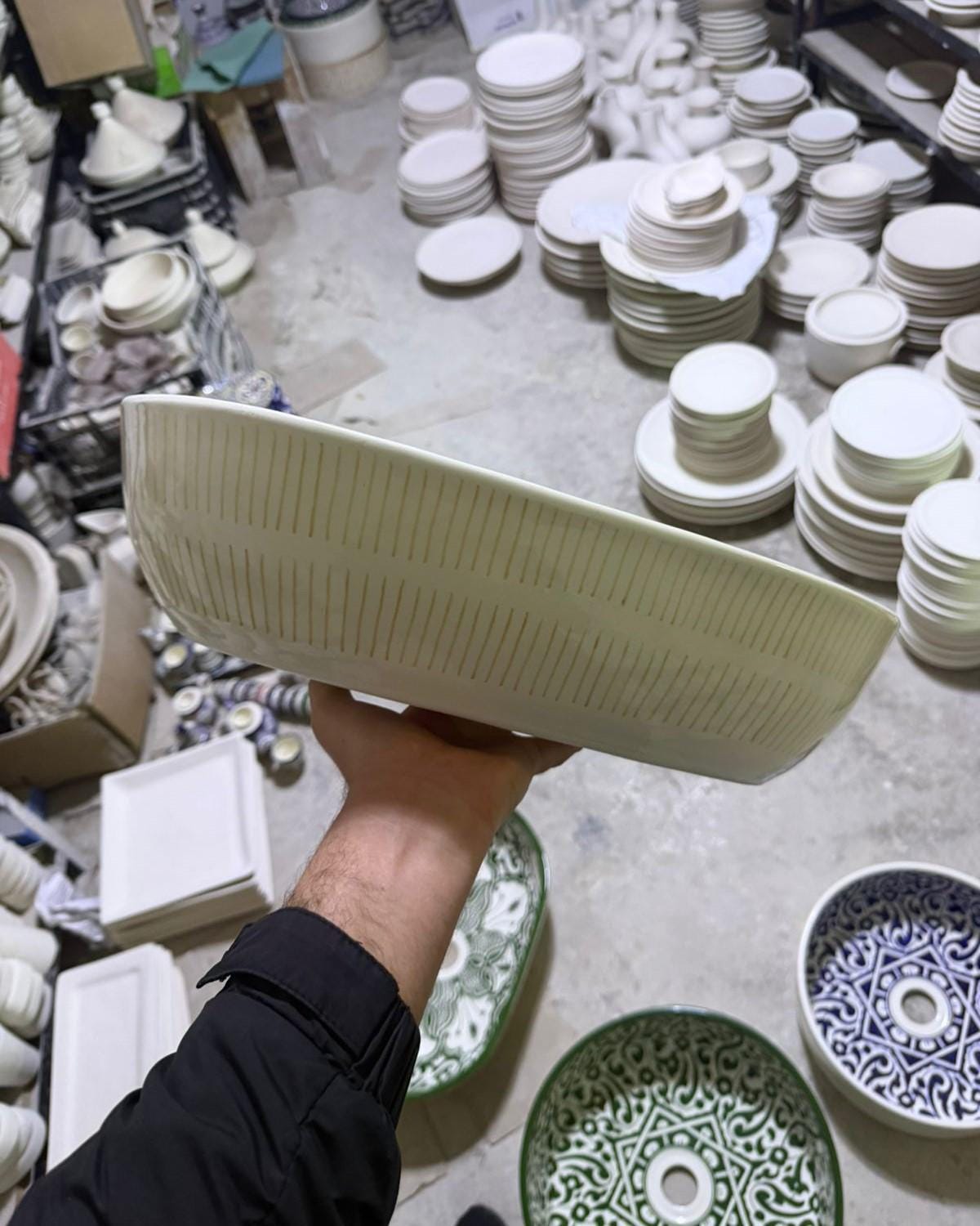 Moroccan Ceramic Sink, Orange Zellige Oval Basin 40Cm Brass Drain