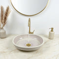 Emerald Ceramic Vessel Sink, Oval Moroccan 40cm, Free Brass Drain