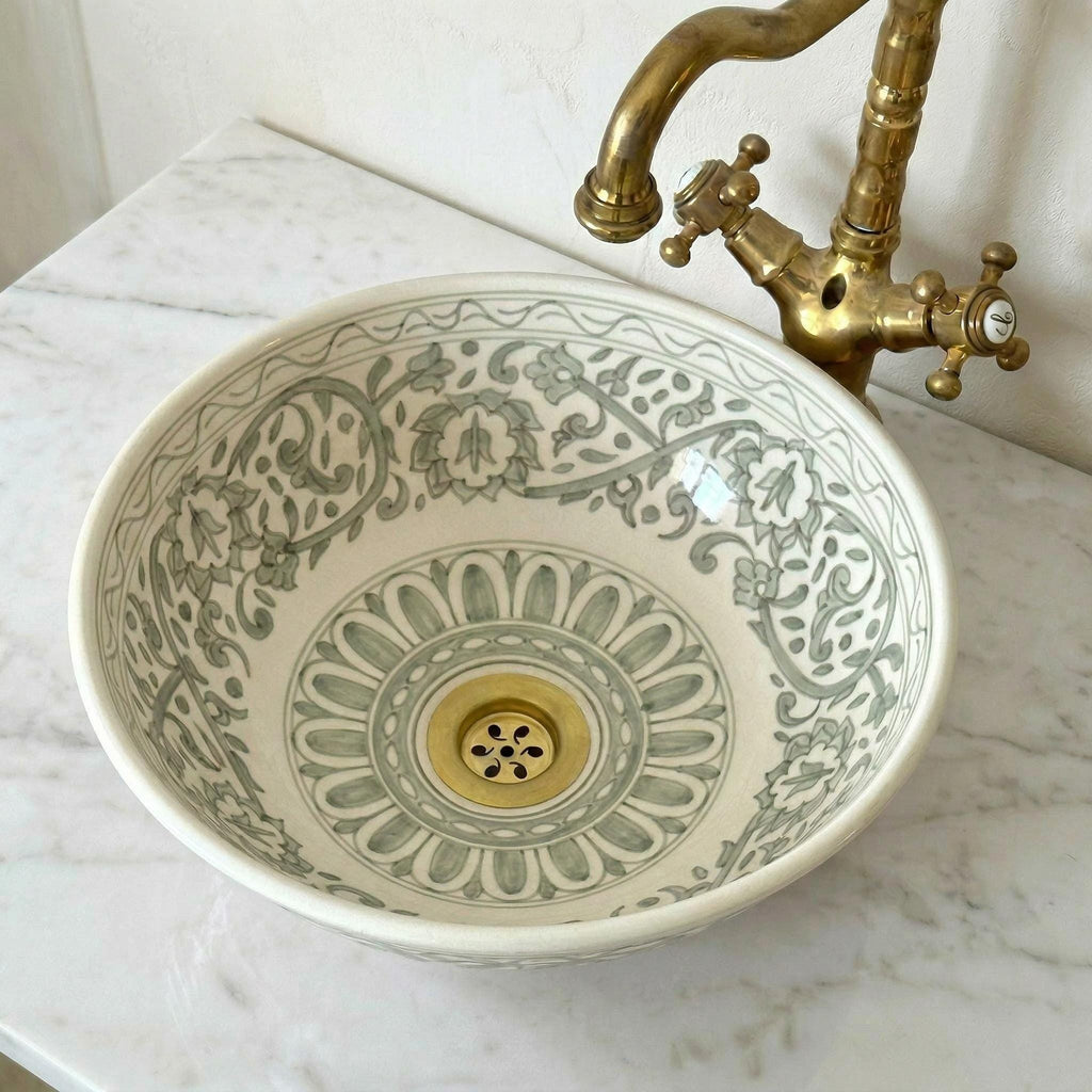 Coral Pink Vessel Sink, Handcrafted Ceramic Round Basin, 8–16 In.