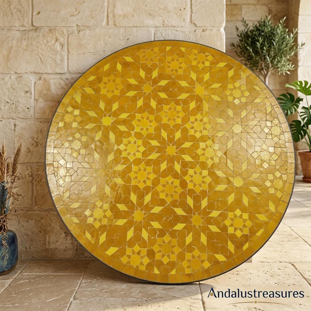 Moroccan Zellige Side Table Hairpin Iron Legs, Handmade 30-120 cm