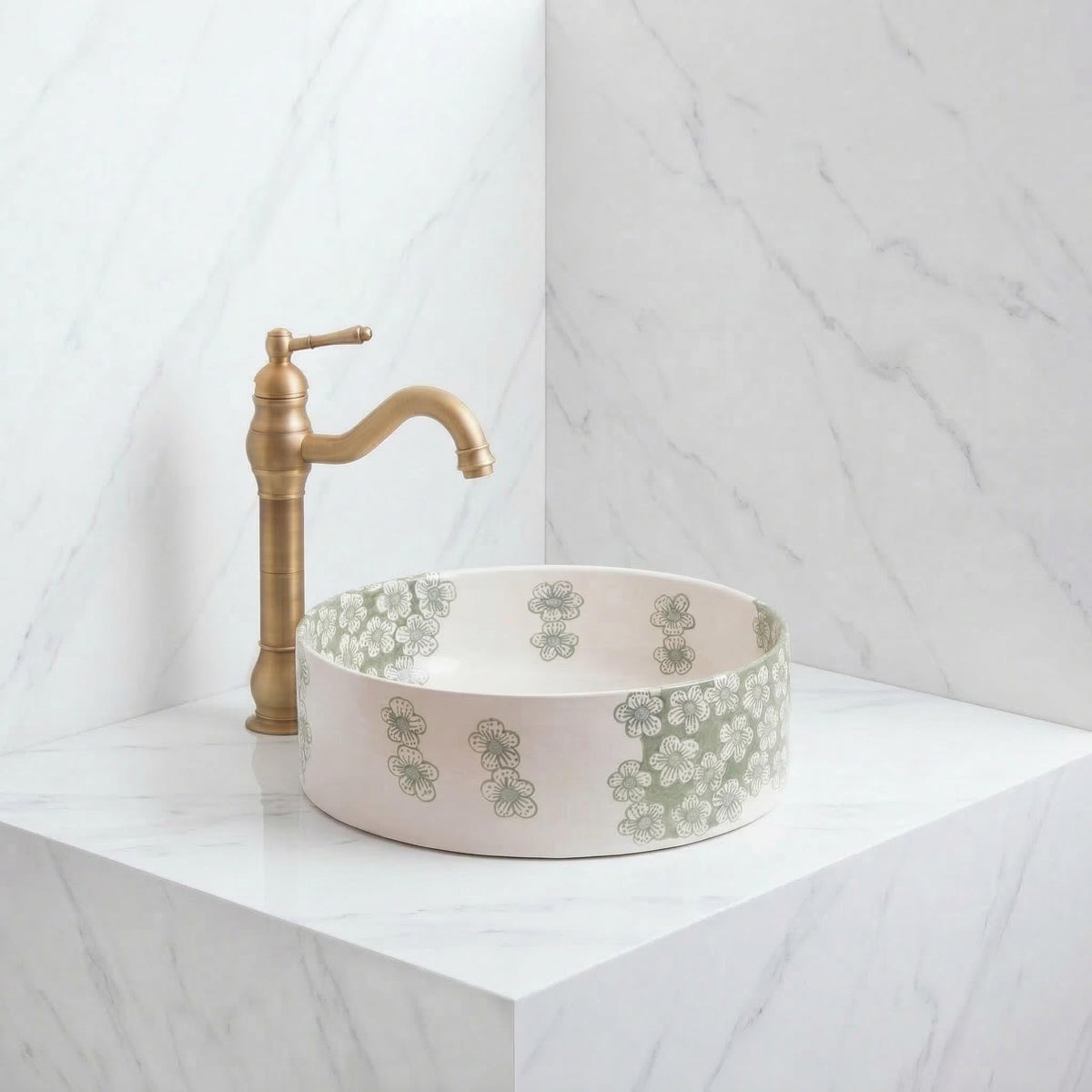 ceramic vessel sink, Moroccan Boho, 12" Diameter, Smooth Edge XL.