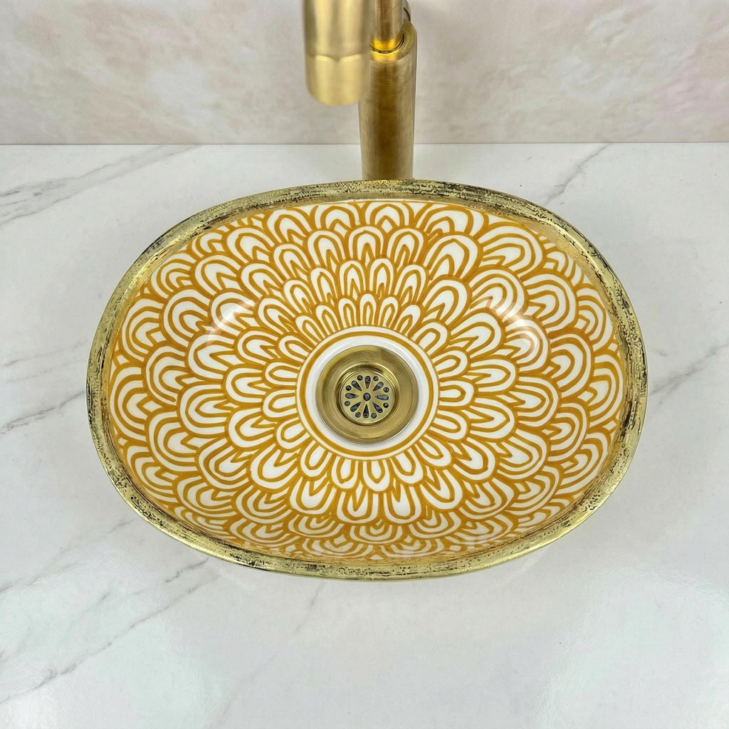 Black Porcelain Vessel Sink, Artisan Oval Porcelain Basin 5 Sizes
