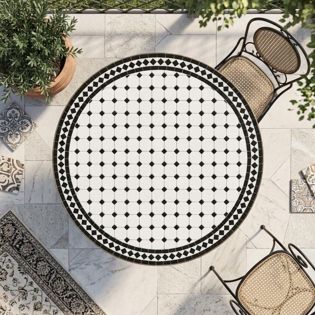 Moroccan Mosaic Table, Round Zellige Mosaic Table, 30-120 Cm Made