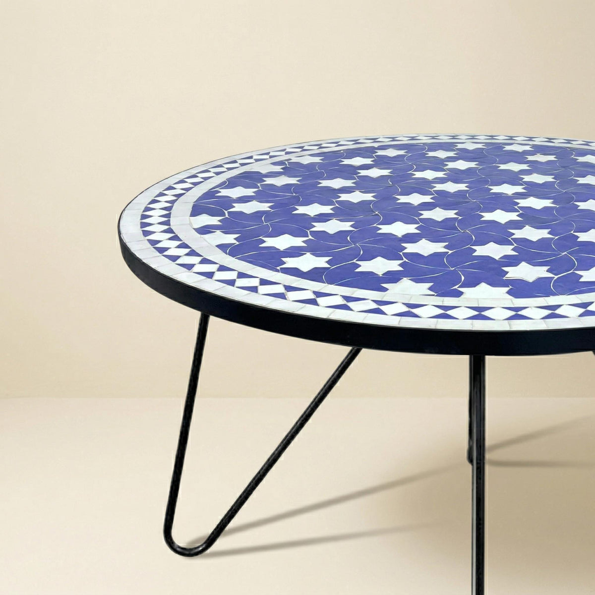 Moroccan Mosaic Table, Round 36 In 90Cm Zellige Tile Coffee Table