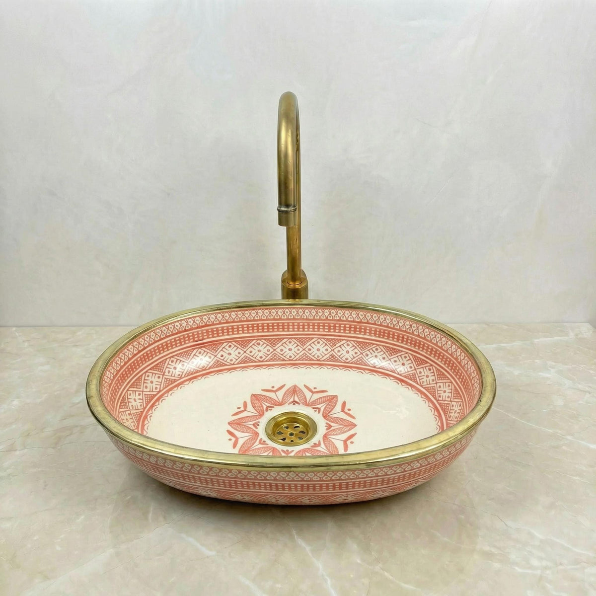 Sage Green Vessel Sink, Oval Hand-Glazed Porcelain 38x29–48x33 cm