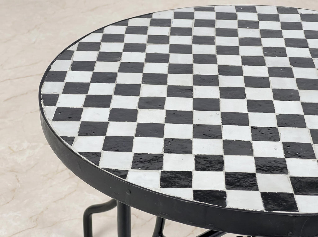 Handmade Zellige Table, Weatherproofed Terracotta Mosaic, 12-48 In