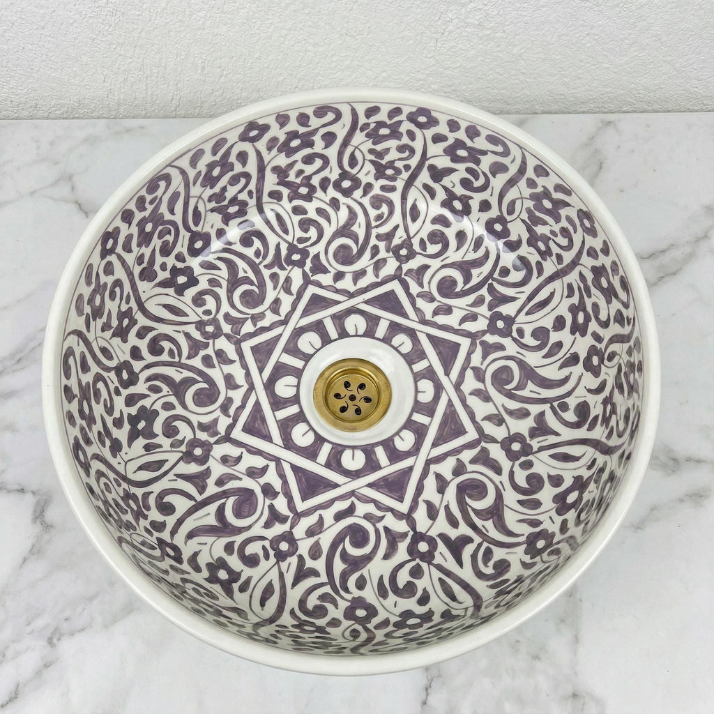 Moroccan Navy Vessel Sink, Hand-Painted Ceramics Double Bowls 14