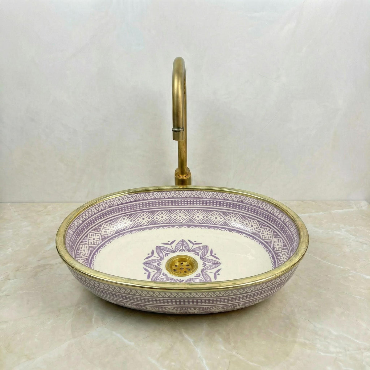 Sage Green Vessel Sink, Oval Hand-Glazed Porcelain 38x29–48x33 cm
