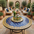Moroccan Mosaic Bistro Table Handmade Zellige Tile Top, 12–48 Inch