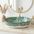 moroccan bathroom vessel sink, Emerald Green Oval Basin 38 cm Pro
