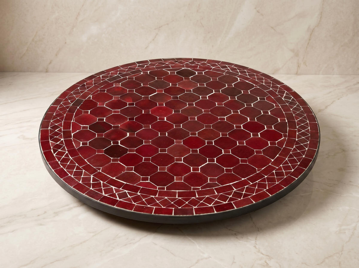 Zellige Mosaic End Table, Powder Iron Base, Indoor/Outdoor, Custom
