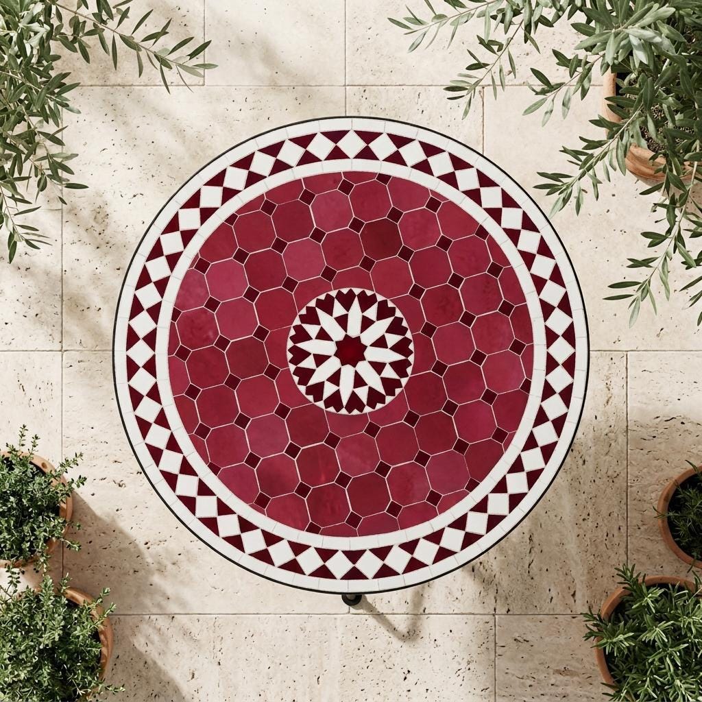 Moroccan Mosaic Table, Zellige Handlaid Top, 12–48 In Round Table