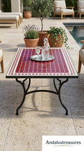 Moroccan Zellige Coffee Table Handcrafted Tile Top, Iron 12-48 In