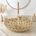Moroccan Ceramic Sink, Pink Oval 36 Cm Hand-Painted Ceramic, Gift