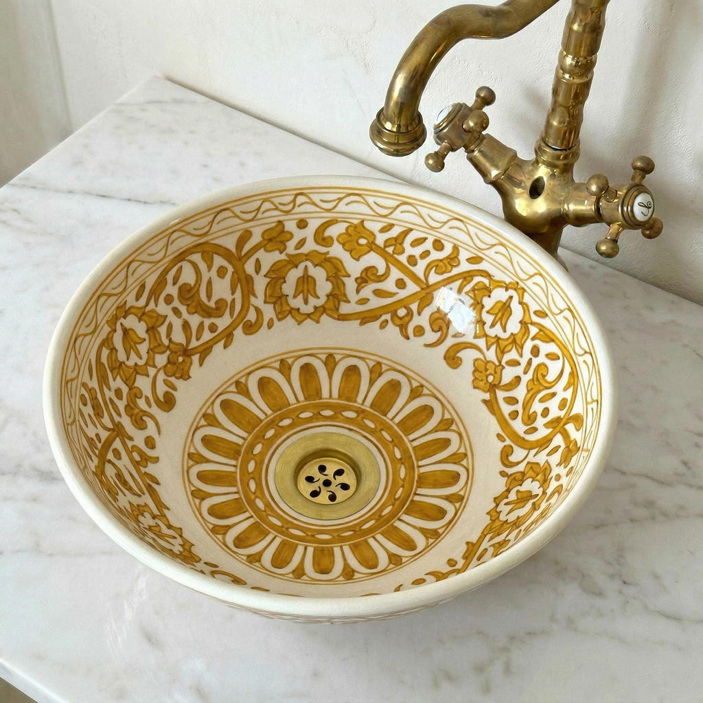 Coral Pink Vessel Sink, Handcrafted Ceramic Round Basin, 8–16 In.