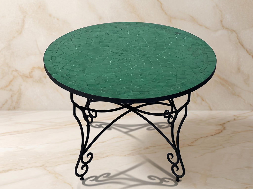 zellige tile table, Hand Glazed Moroccan Mosaic Coffee Table, 36in