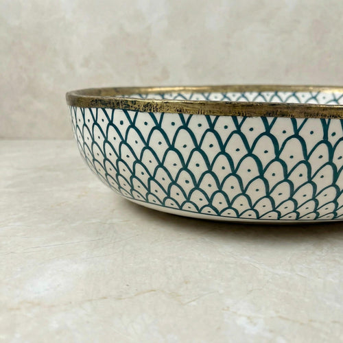 Handmade Ceramic Vessel Sink, Oval Teal Green, Gloss Porcelain New