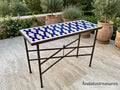 handmade moroccan mosaic table,Zellige Tile Top, Powder Iron Base