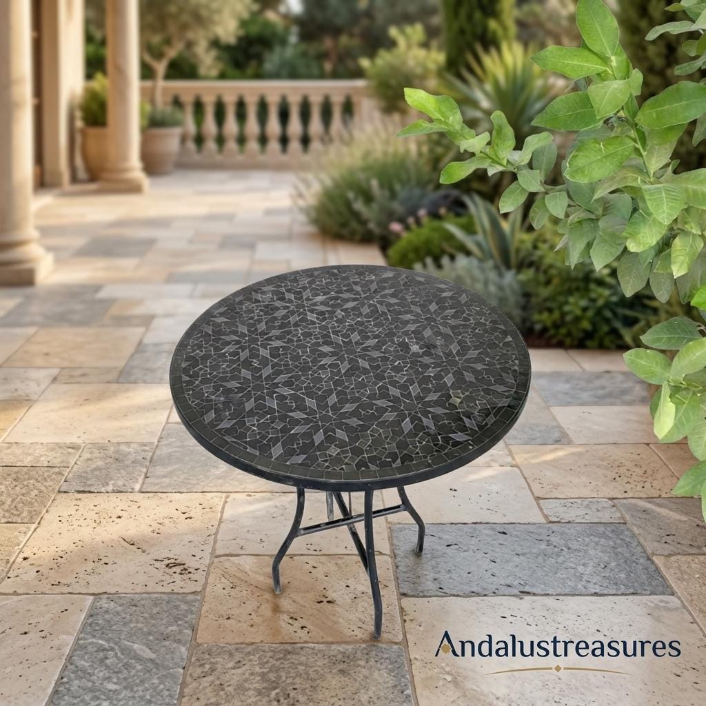 Moroccan Zellige Side Table Hairpin Iron Legs, Handmade 30-120 cm