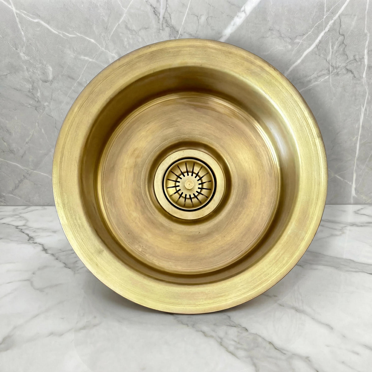 Moroccan Brass Sink, Hammered Lavabo Basin, Gold Tone 14in Patina