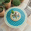 Zellige Tile Table, Boho Mosaic, Powder-Coated Iron Base 12–48 In