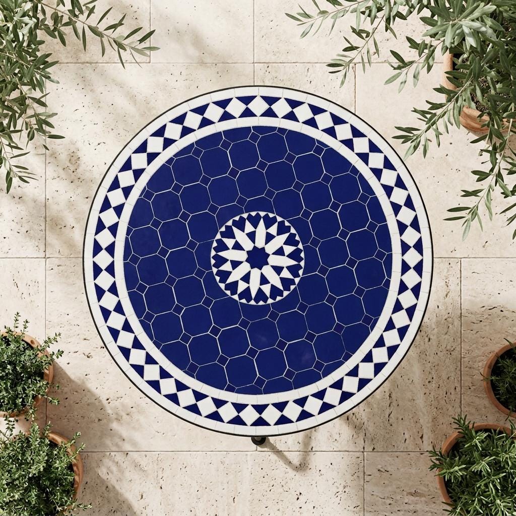 Moroccan Mosaic Table, Zellige Handlaid Top, 12–48 In Round Table