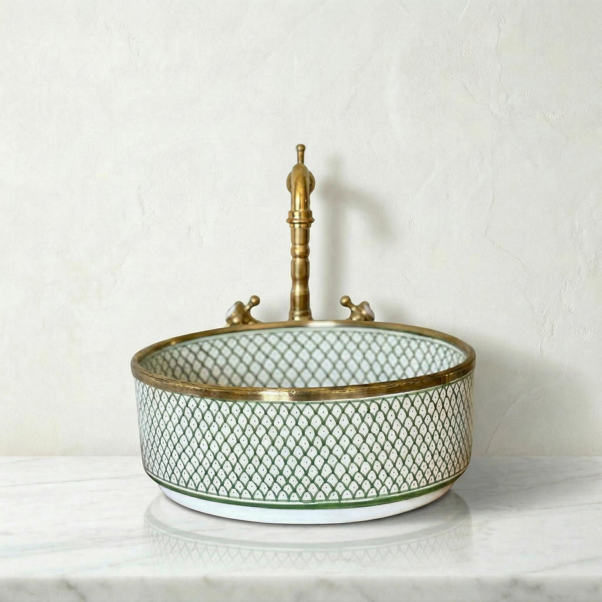 Gold Rim Vessel, Handmade Yellow Ceramic Oval Vanity Sink, 8-16".